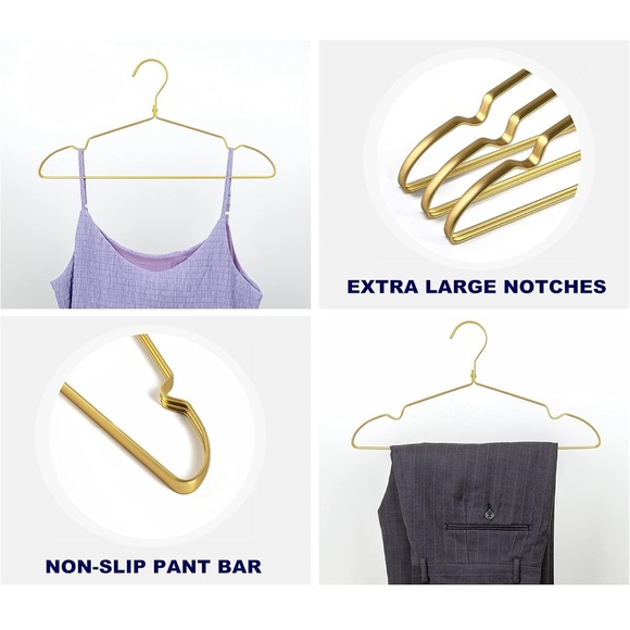 🆕 20 Pack Premium Matte Gold 16.5” Aluminum Coat Hangers - Picture 5 of 5
